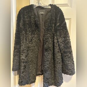 Sam Edelman Black Faux Fur Teddy Coat Medium
